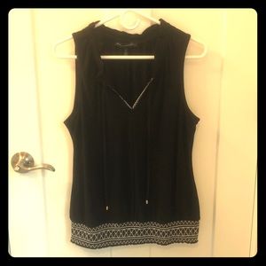 White House Black Market black and white blouse